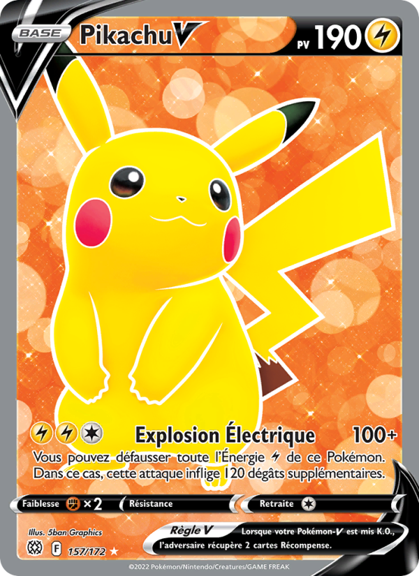 Pikachu V 157 — Brilliant Stars (French Pokémon TCG card)