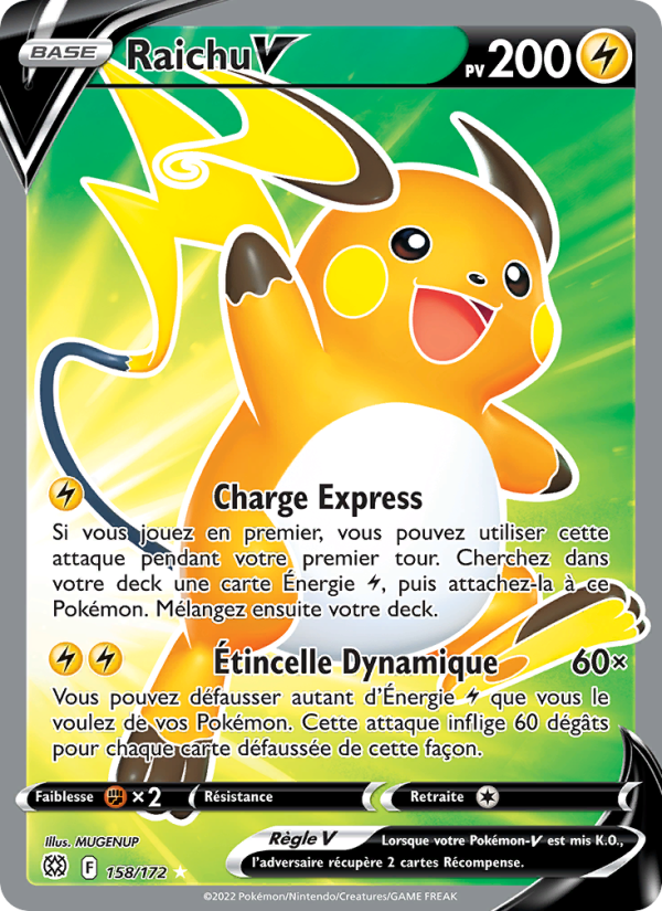Raichu V 158 — Brilliant Stars (French Pokémon TCG card)