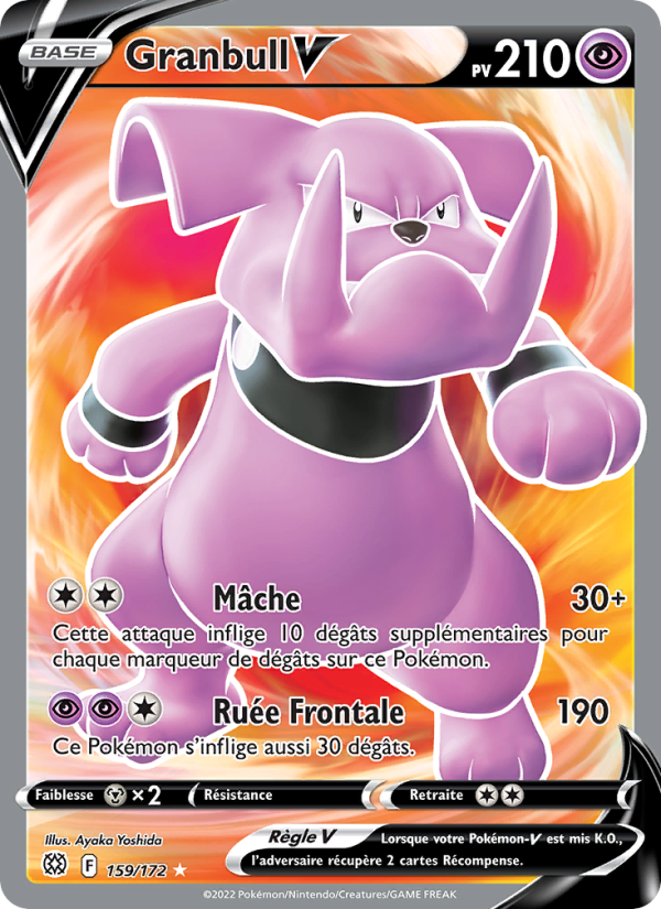 Granbull V 159 — Brilliant Stars (French Pokémon TCG card)
