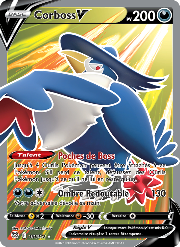 Corboss V 161 — Brilliant Stars (French Pokémon TCG card)
