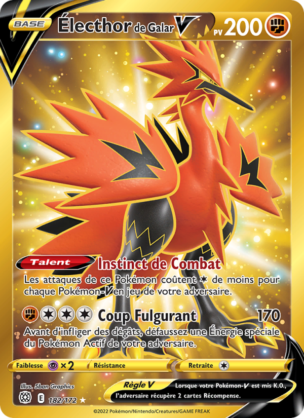Électhor de Galar V 182 — Brilliant Stars (French Pokémon TCG card)