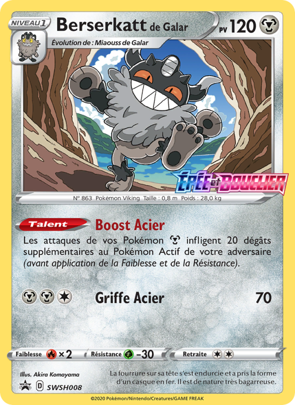 Berserkatt de Galar SWSH008 — Sword & Shield Promos (French Pokémon TCG card)