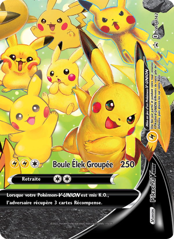 Pikachu V-UNION SWSH142 — Sword & Shield Promos (French Pokémon TCG card)