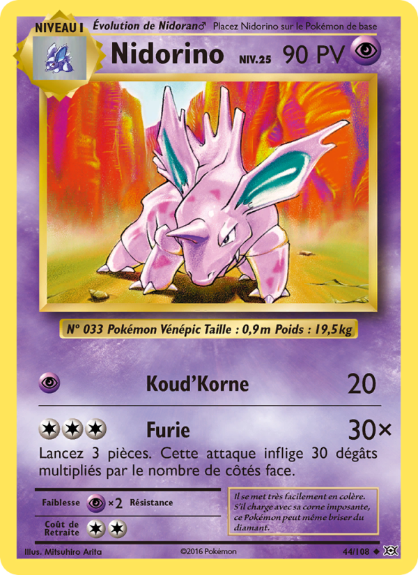 Nidorino 44 — Evolutions (French Pokémon TCG card)