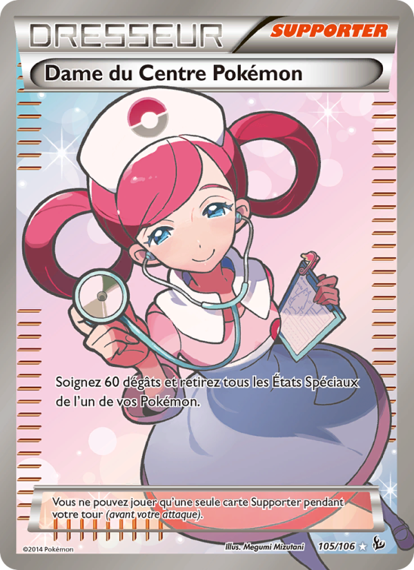 Dame du Centre Pokémon 105 — Flashfire (French Pokémon TCG card)