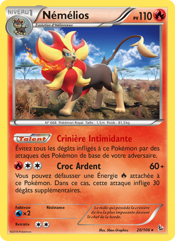 Némélios 20 — Flashfire (French Pokémon TCG card)