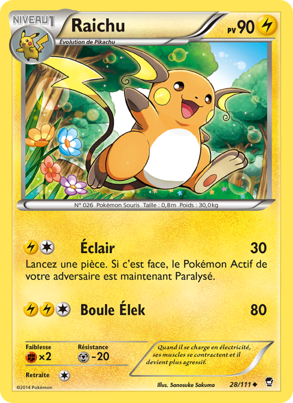 Raichu 28 — Furious Fists (French Pokémon TCG card)