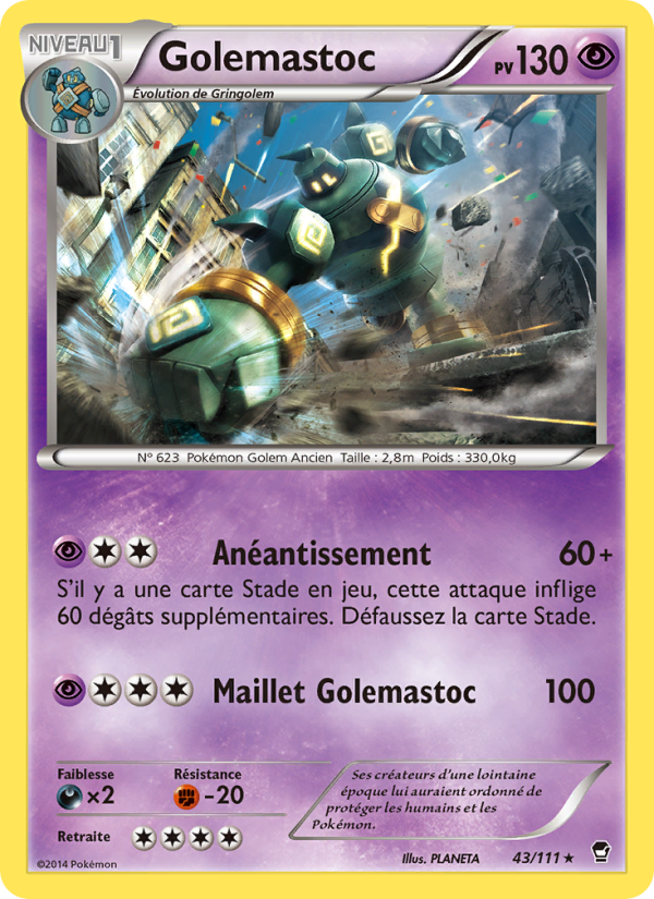 Golemastoc 43 — Furious Fists (French Pokémon TCG card)