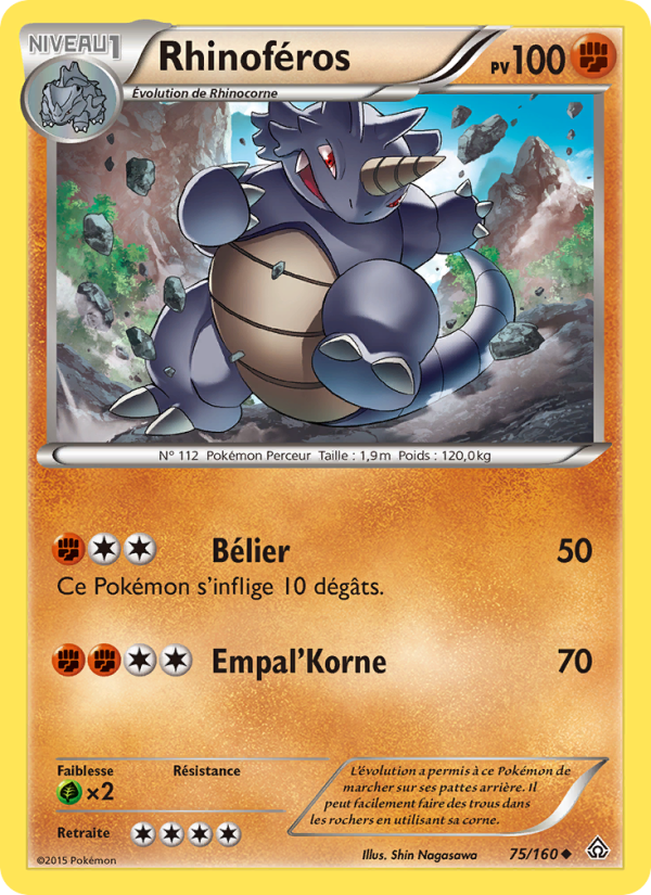 Rhinoféros 75 — Primal Clash (French Pokémon TCG card)