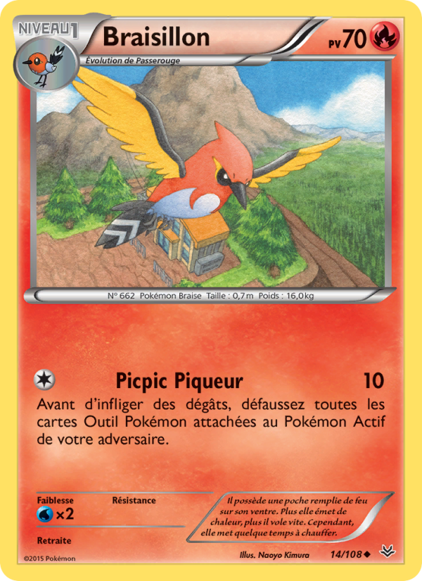 Braisillon 14 — Roaring Skies (French Pokémon TCG card)