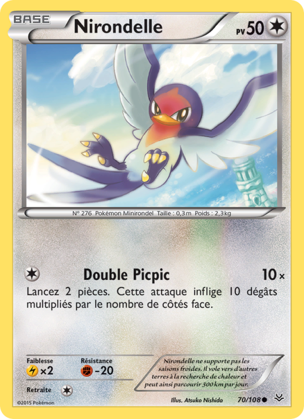Nirondelle 70 — Roaring Skies (French Pokémon TCG card)