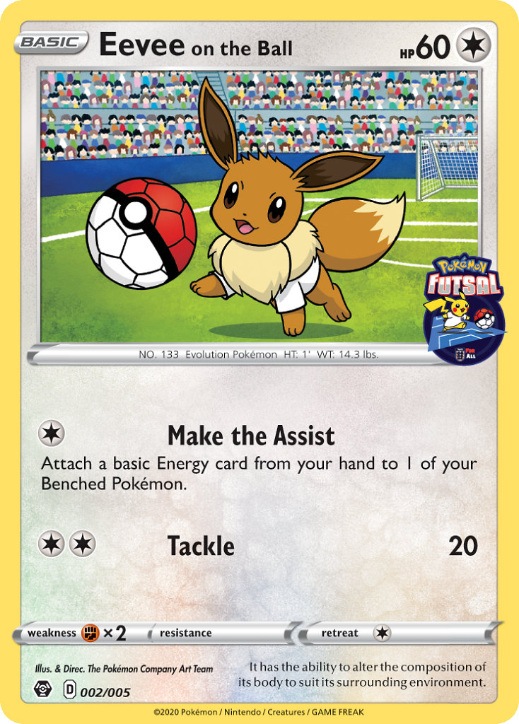 Eevee on the Ball 002/5 — Pokémon Futsal 2020 (English Pokémon TCG card)