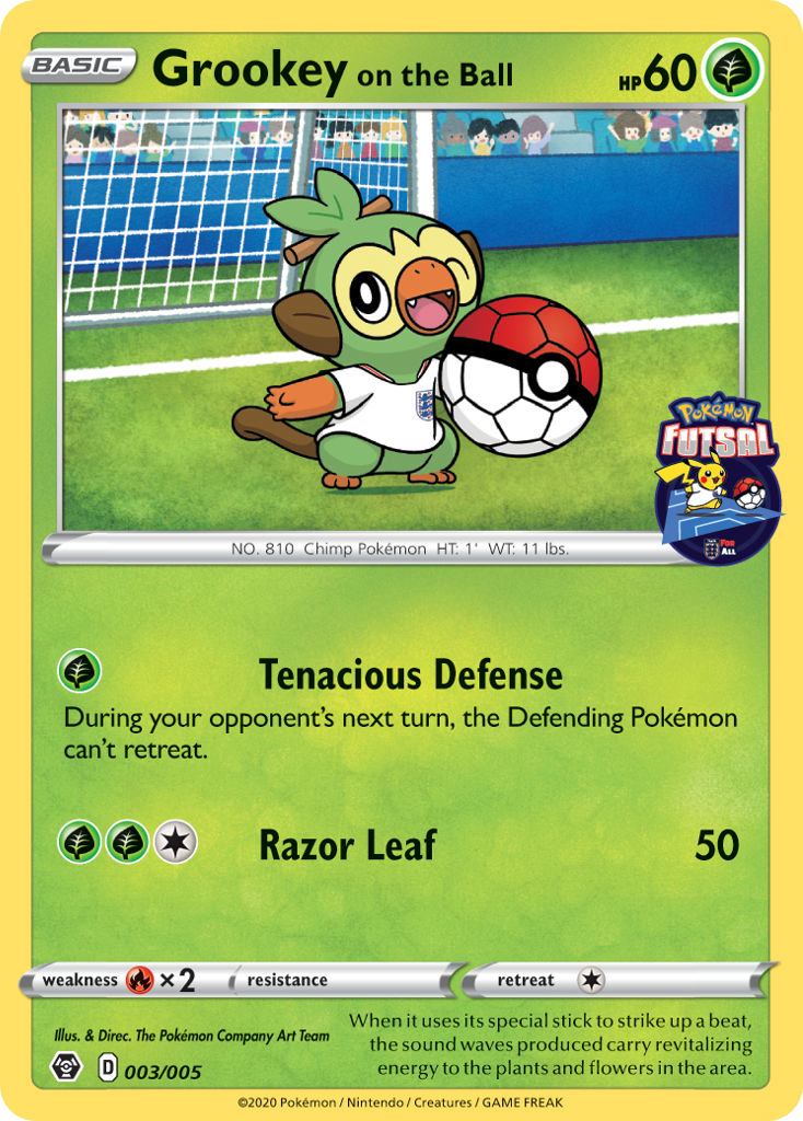 Grookey on the Ball 003/5 — Pokémon Futsal 2020 (English Pokémon TCG card)