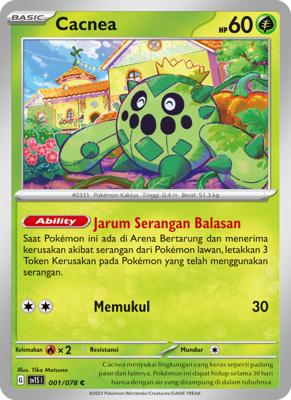 Cacnea 001 — Scarlet ex (Indonesian Pokémon TCG card)