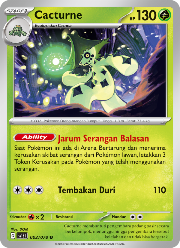 Cacturne 002 — Scarlet ex (Indonesian Pokémon TCG card)