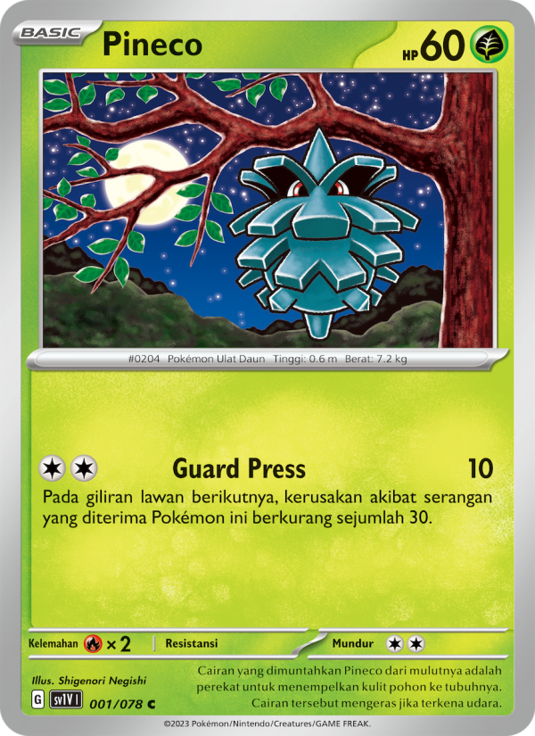 Pineco 001 — Violet ex (Indonesian Pokémon TCG card)