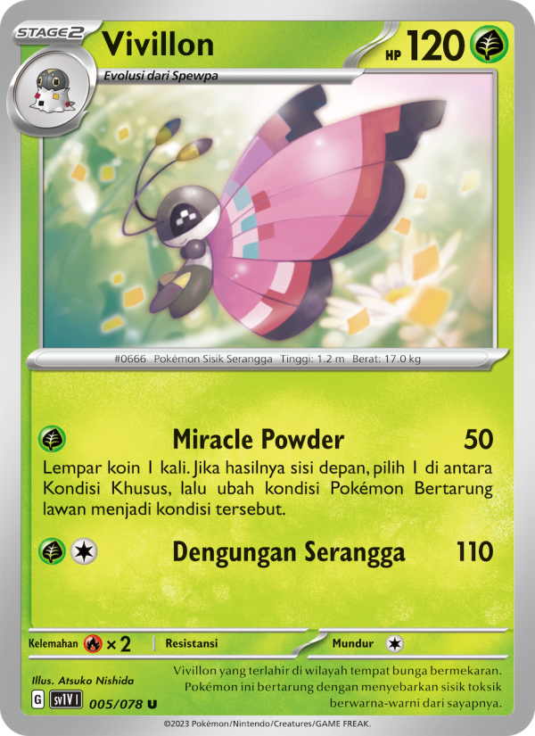 Vivillon 005 — Violet ex (Indonesian Pokémon TCG card)