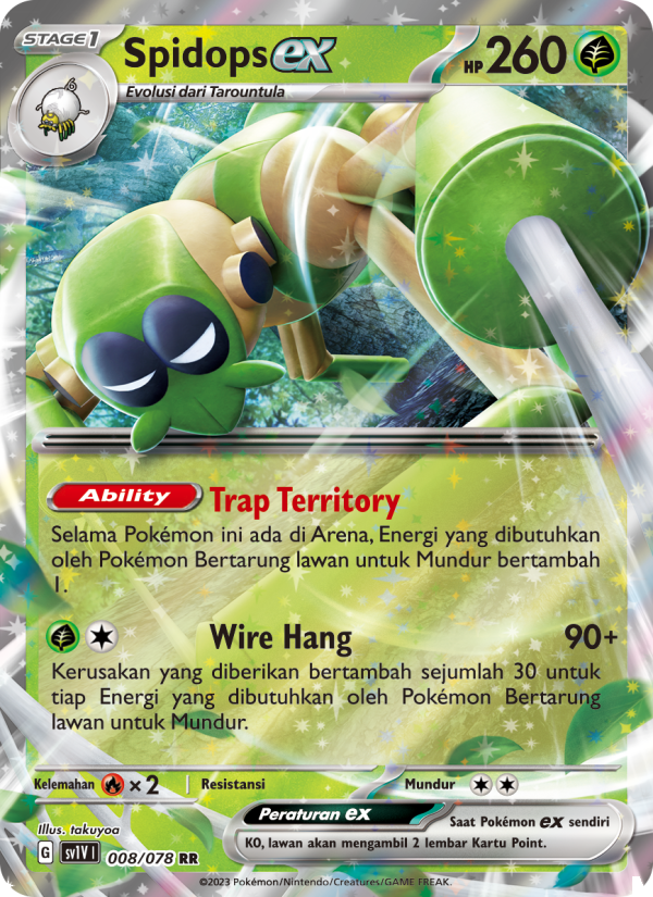 Spidops ex 008 — Violet ex (Indonesian Pokémon TCG card)
