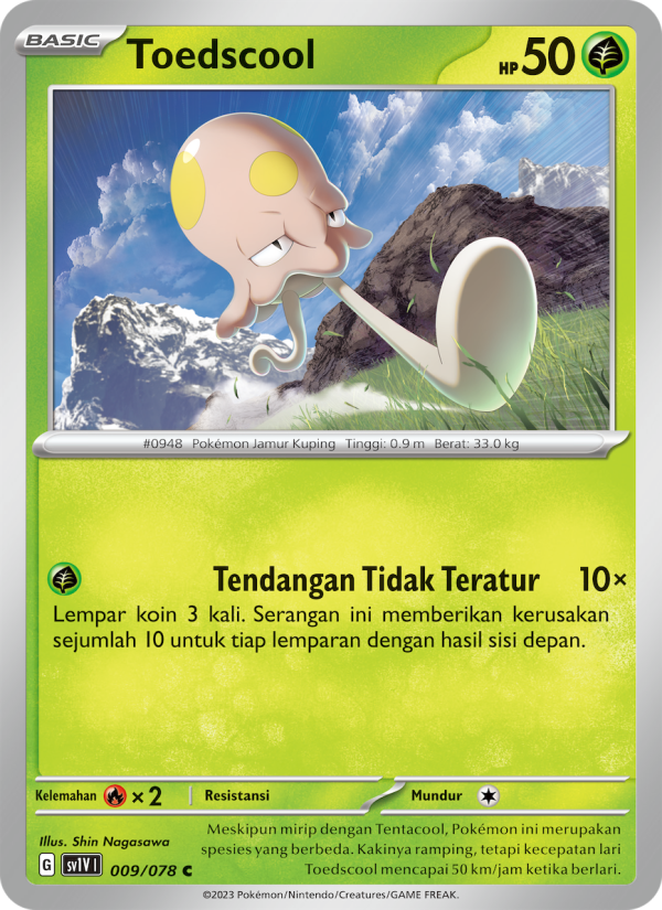 Toedscool 009 — Violet ex (Indonesian Pokémon TCG card)