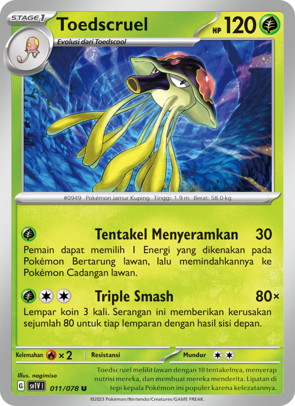 Toedscruel 011 — Violet ex (Indonesian Pokémon TCG card)