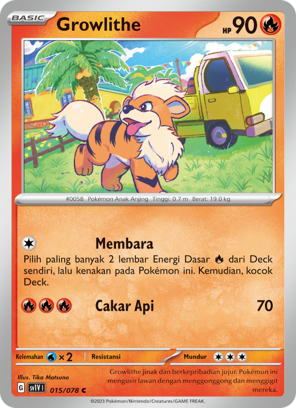 Growlithe 015 — Violet ex (Indonesian Pokémon TCG card)