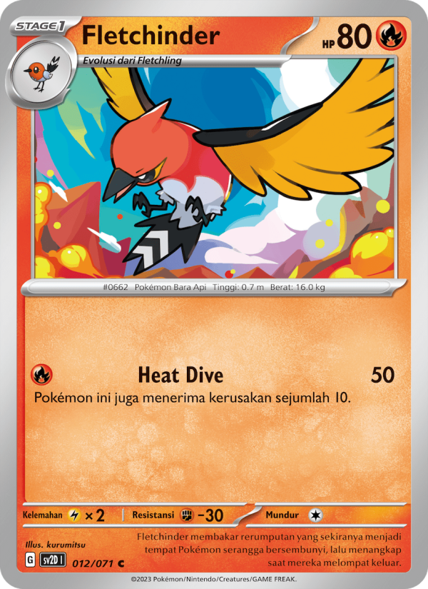 Fletchinder 012 — Letusan Tanah (Indonesian Pokémon TCG card)