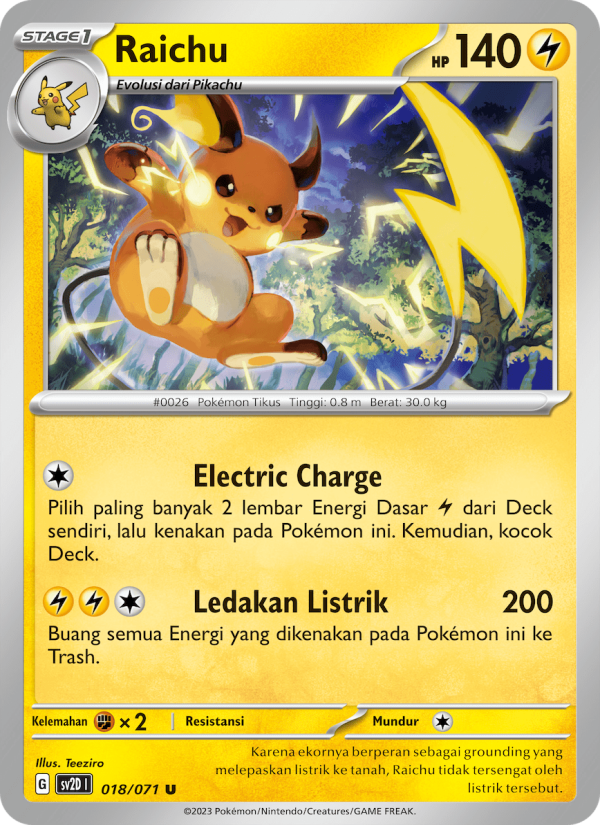 Raichu 018 — Letusan Tanah (Indonesian Pokémon TCG card)