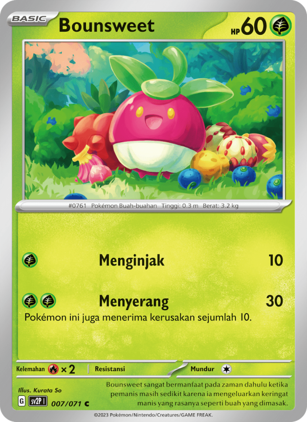 Bounsweet 007 — Mara Bahaya Salju (Indonesian Pokémon TCG card)