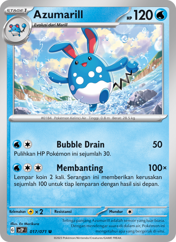 Azumarill 017 — Mara Bahaya Salju (Indonesian Pokémon TCG card)