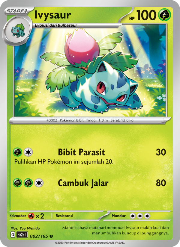 Ivysaur 002 — Kartu Pokémon 151 (Indonesian Pokémon TCG card)