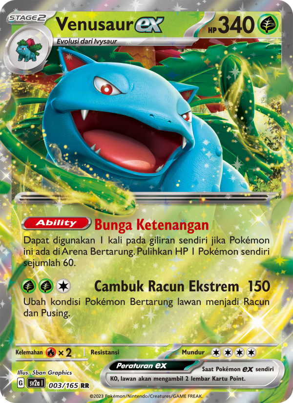 Venusaur ex 003 — Kartu Pokémon 151 (Indonesian Pokémon TCG card)