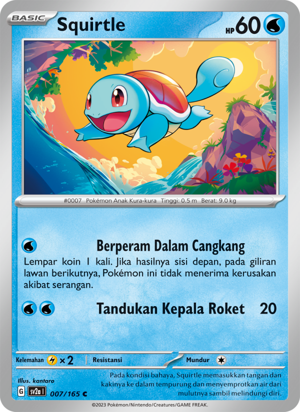 Squirtle 007 — Kartu Pokémon 151 (Indonesian Pokémon TCG card)