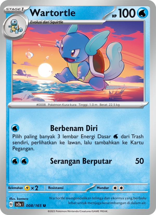 Wartortle 008 — Kartu Pokémon 151 (Indonesian Pokémon TCG card)