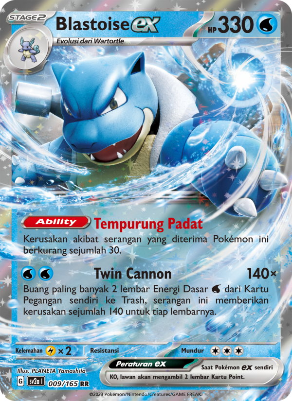 Blastoise ex 009 — Kartu Pokémon 151 (Indonesian Pokémon TCG card)