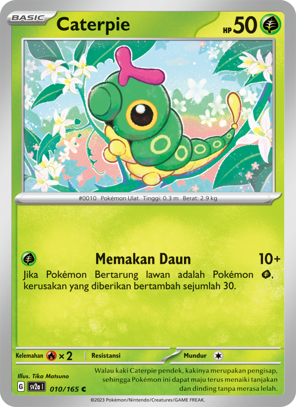Caterpie 010 — Kartu Pokémon 151 (Indonesian Pokémon TCG card)