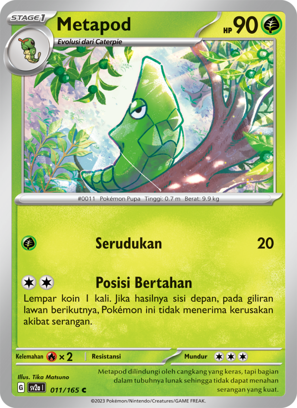 Metapod 011 — Kartu Pokémon 151 (Indonesian Pokémon TCG card)
