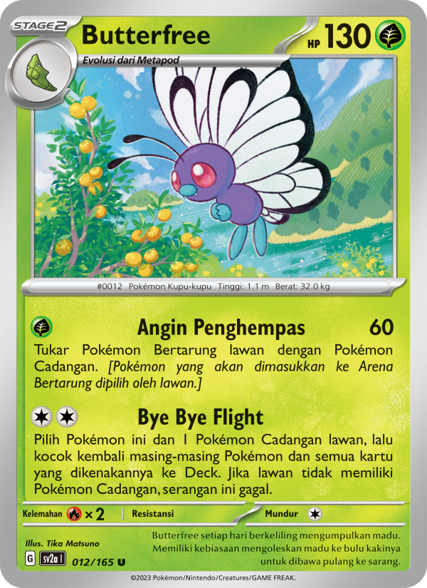 Butterfree 012 — Kartu Pokémon 151 (Indonesian Pokémon TCG card)
