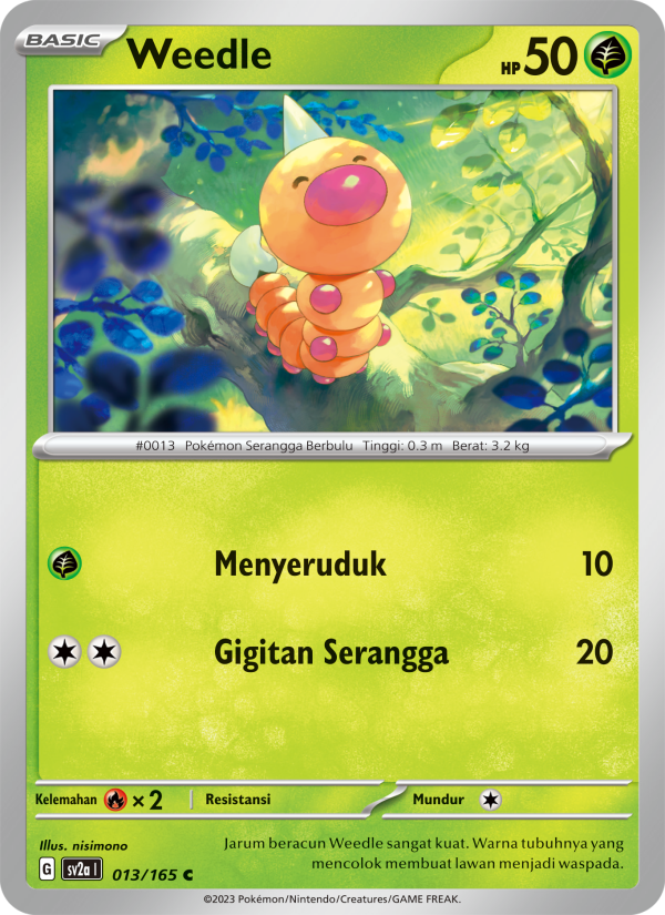 Weedle 013 — Kartu Pokémon 151 (Indonesian Pokémon TCG card)