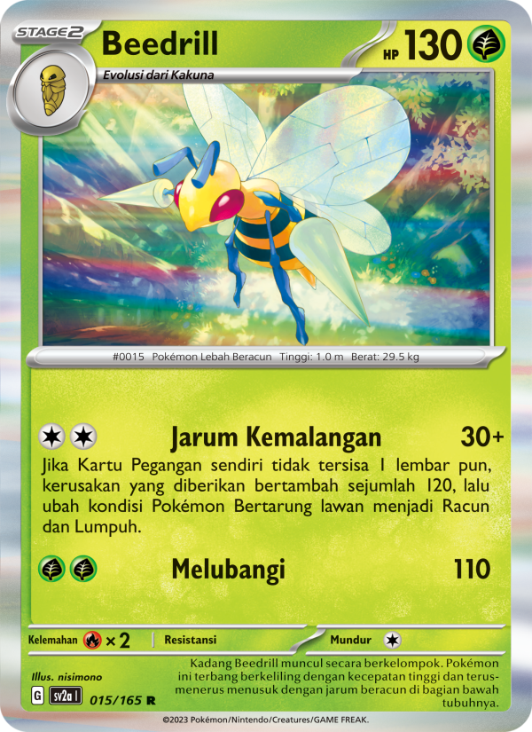 Beedrill 015 — Kartu Pokémon 151 (Indonesian Pokémon TCG card)