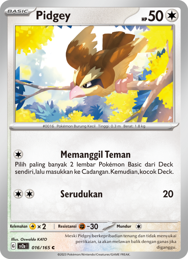 Pidgey 016 — Kartu Pokémon 151 (Indonesian Pokémon TCG card)