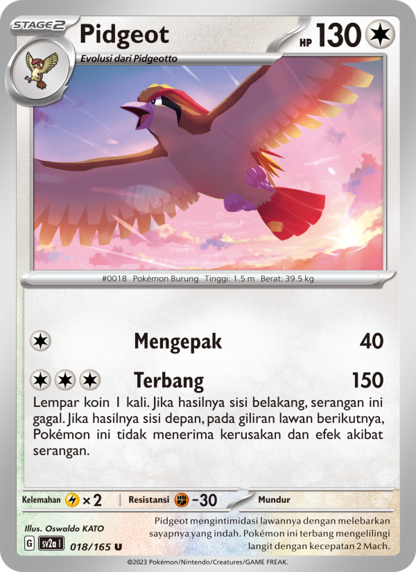 Pidgeot 018 — Kartu Pokémon 151 (Indonesian Pokémon TCG card)