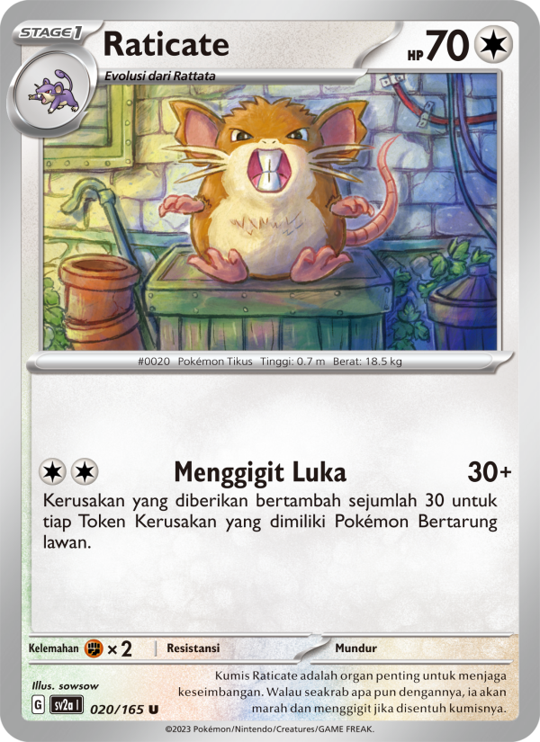 Raticate 020 — Kartu Pokémon 151 (Indonesian Pokémon TCG card)