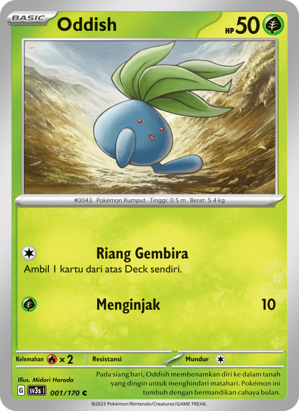 Oddish 001 — Kilau Hitam (Indonesian Pokémon TCG card)