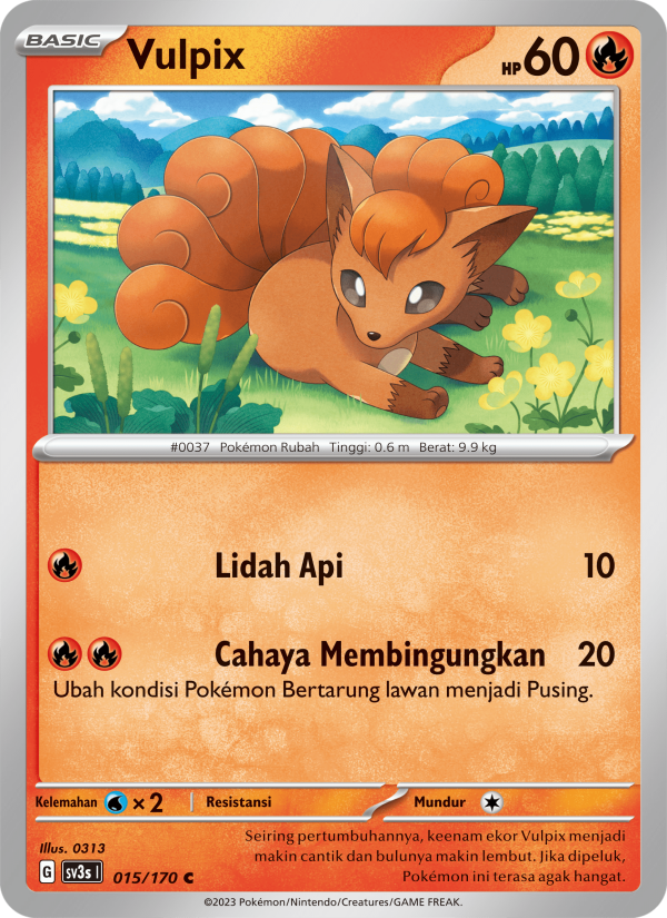 Vulpix 015 — Kilau Hitam (Indonesian Pokémon TCG card)