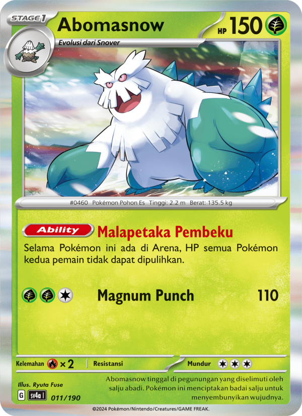 Abomasnow 011 — Harta Berkilau ex (Indonesian Pokémon TCG card)