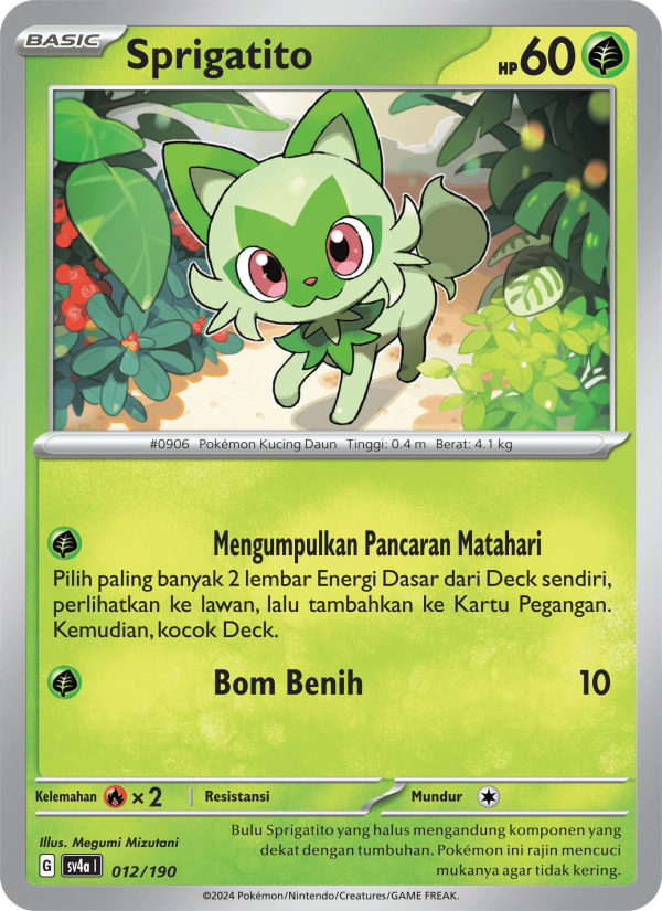 Sprigatito 012 — Harta Berkilau ex (Indonesian Pokémon TCG card)