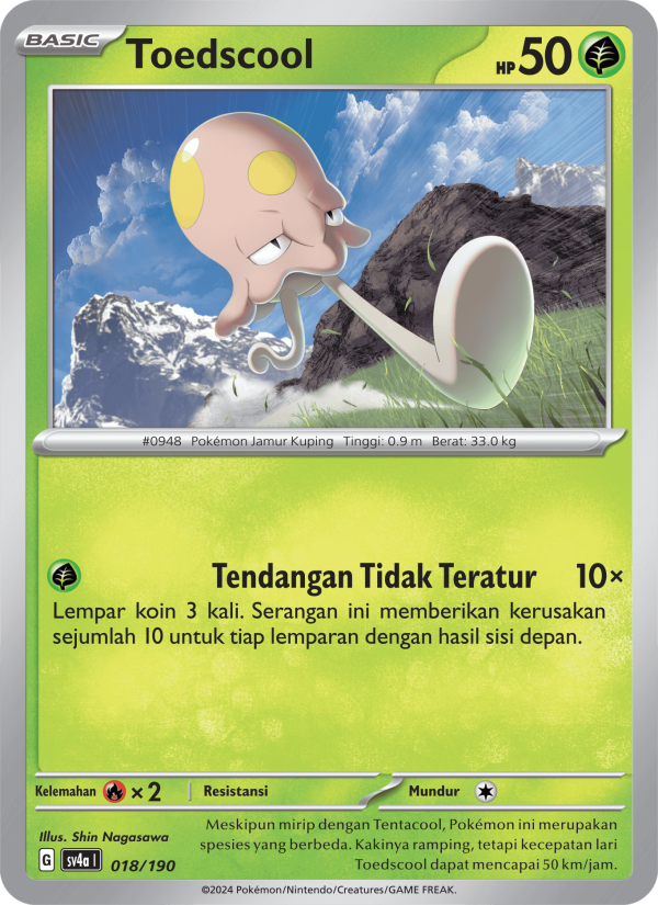 Toedscool 018 — Harta Berkilau ex (Indonesian Pokémon TCG card)