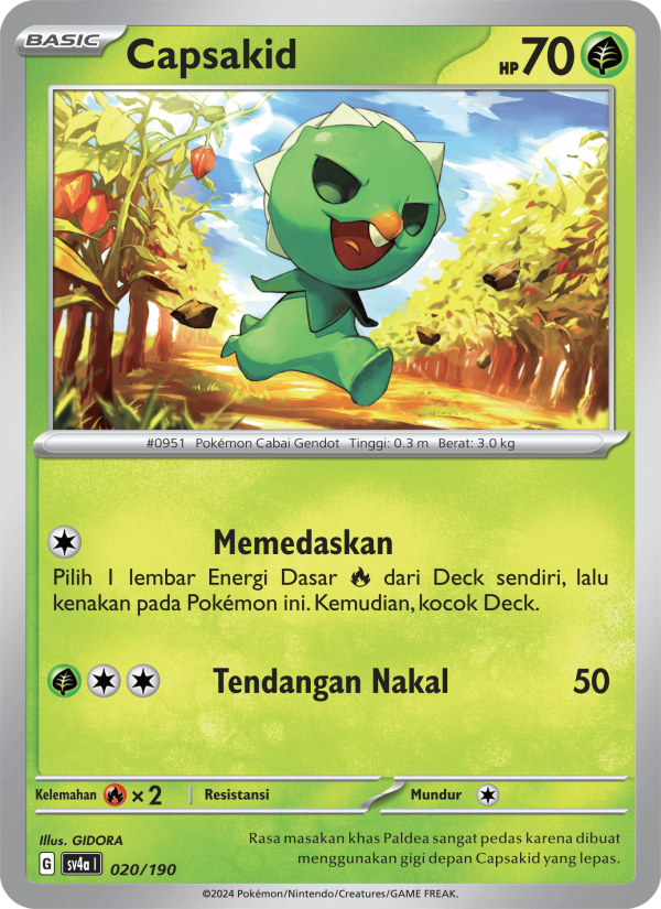 Capsakid 020 — Harta Berkilau ex (Indonesian Pokémon TCG card)