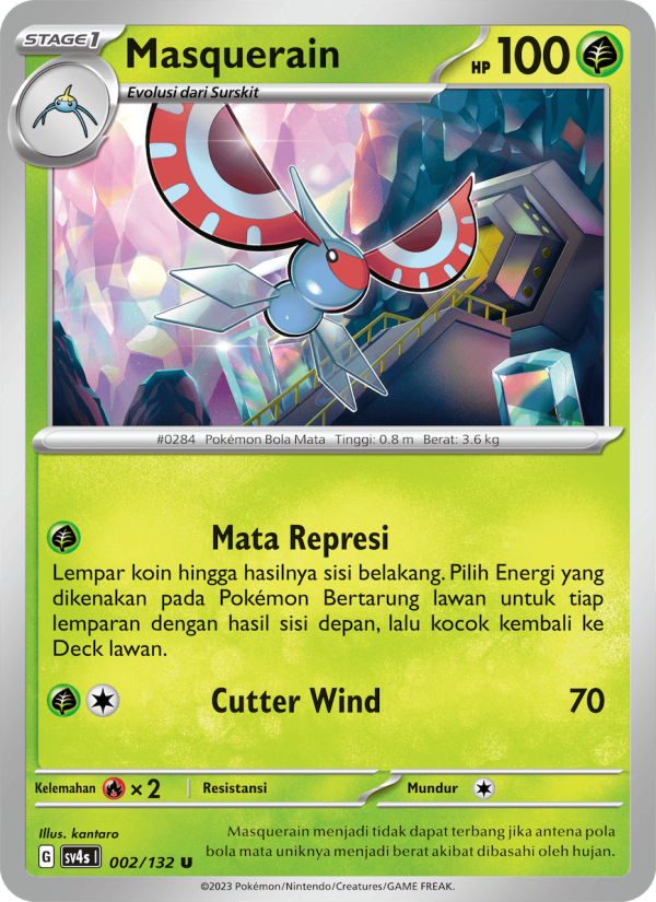Masquerain 002/132 — Pertemuan Paradoks (Indonesian Pokémon TCG card)