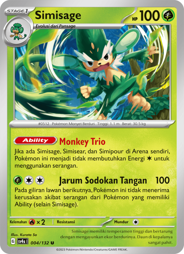 Simisage 004/132 — Pertemuan Paradoks (Indonesian Pokémon TCG card)